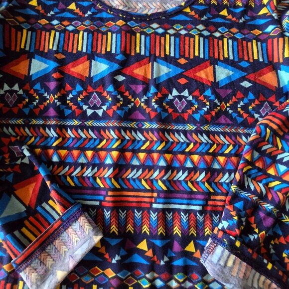 Size Small LULAROE Blue Multi print Long Pull Over - Picture 6 of 6